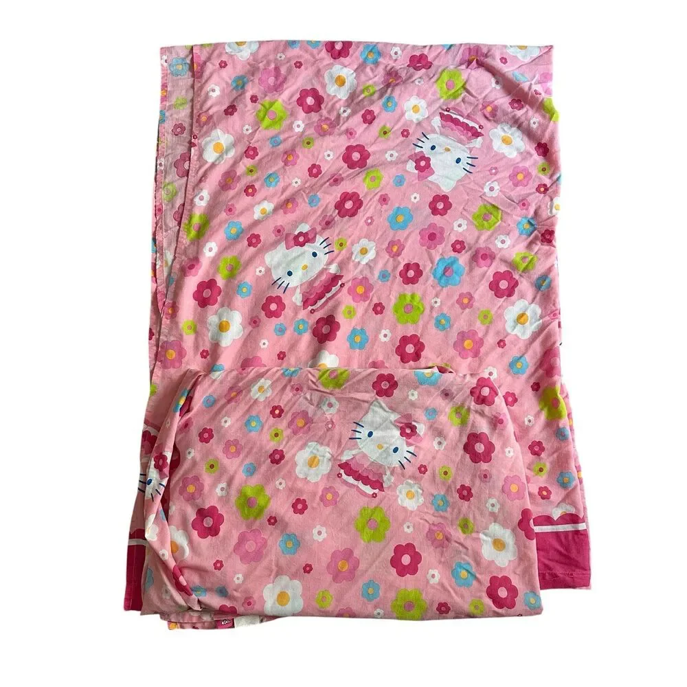 2013 Sanrio Hello Kitty Spring Flower Twin Bedding Sheet Flat & Fitted Set